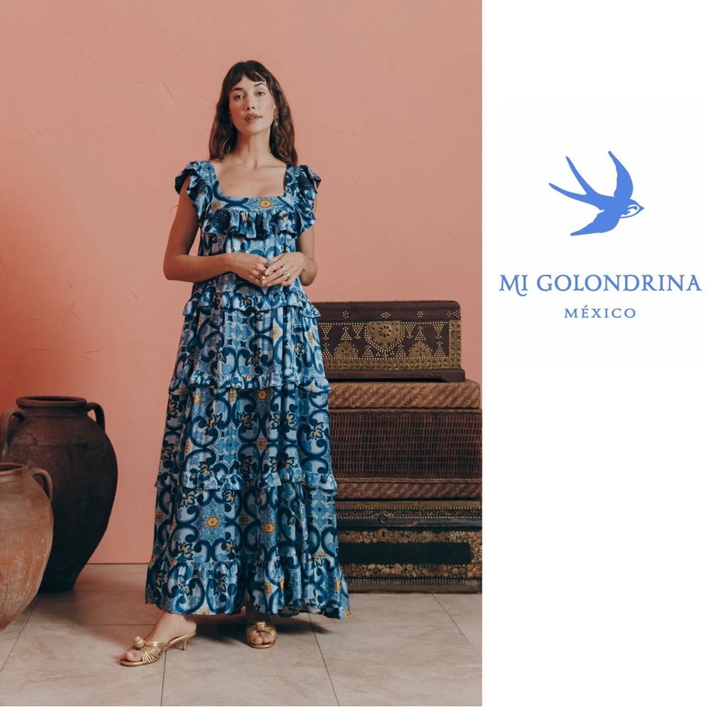 NEW Mi Golondrina Araceli Azules Azuelejos SPECIALTY LONG DRESS